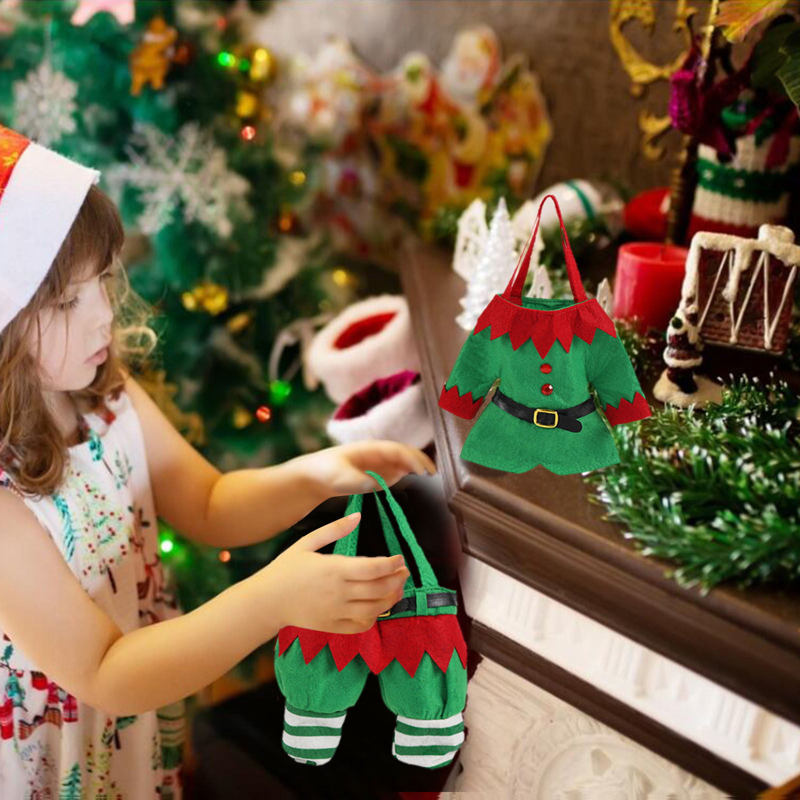 5pcs Christmas Cards Envelope Xmas Tree Hanging Ornaments Gift Candy Bag 1 