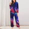 thumbnail image 2 of Fotbe Cosmic Cat Psychedelic Journey Conjunto de Pijama de Manga Larga para Mujer con Estampado, Ropa de Dormir de 2 Piezas, Conjunto de Casa Suave y Cómodo con Bolsillos-X-Large, 2 of 7