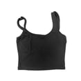 thumbnail image 3 of Top corto para mujer, camiseta sin mangas con tirantes anchos para hacer ejercicio, caminar, descansar, gimnasio Negro, 3 of 8