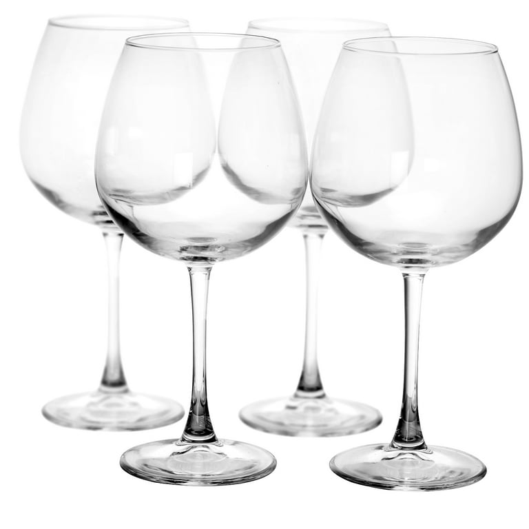 Fine Crystal Balloon Type 4 Large Wine Glasses Optic Ribs On Bowl 8 1/4 20  On.