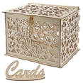 thumbnail image 1 of Caja de madera para tarjetas de boda con cerradura y letrero para tarjetas, caja para sobres de boda hueca grande rústica, caja para dinero, caja para tarjetas de regalo, 1 of 4