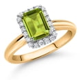 thumbnail image 2 of Gem Stone King 1.16 Ct Green Peridot G/H Lab Grown Diamond 10K Yellow and White Gold Halo Engagement Ring (Size 9), 2 of 4