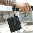 thumbnail image 4 of Wristlet Keychain Bracelet Wallet, Key Ring Silicone Bead Bangle, Tassel Card Pocket Key Chains for Woman, 4 of 5