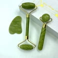 thumbnail image 4 of Rodillo de jade para rostro y afeitado, conjunto de cosméticos de belleza, masajeador facial con rodillo de piel, jade verde natural original hecho a mano para masaje facial y de ojos, 4 of 8