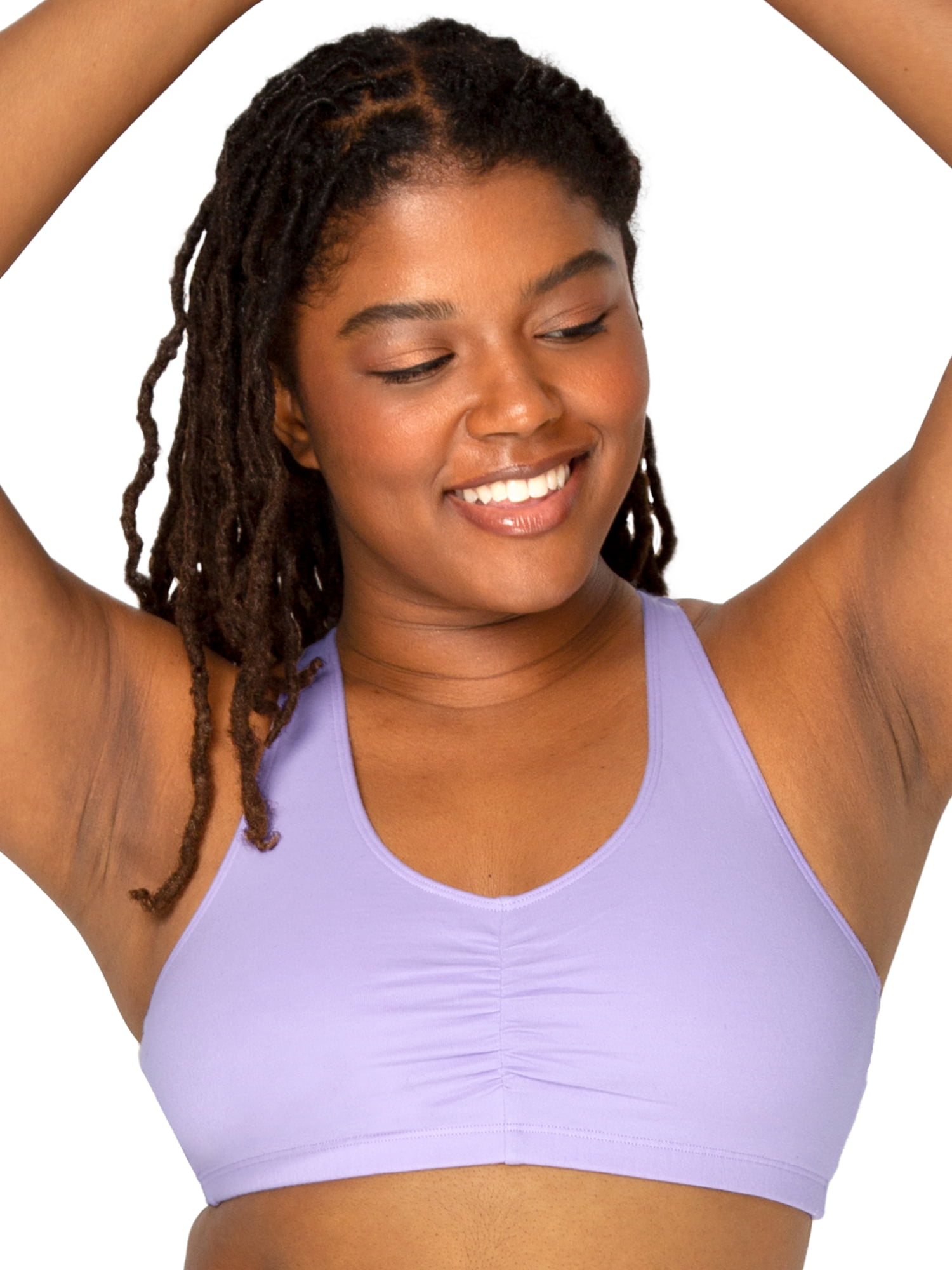 Fruit of the Loom Women's Shirred Front Racerback Sports Bra, Style-90011, 3-Pack