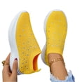 thumbnail image 3 of EKVAHL Slip On Sneakers for Women, Orthopedic Rhinestone Mesh Arch Support Walking Shoes, Lightweight Gym Dance Outdoor Daily Sneakers Yellow, 3 of 5