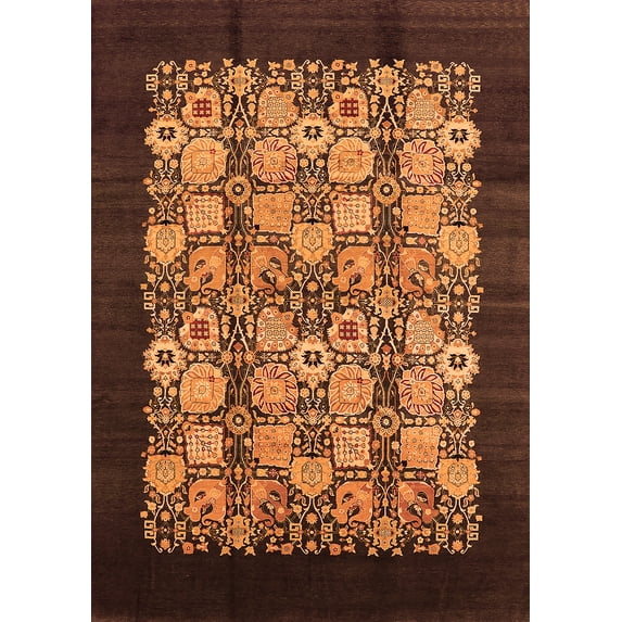 Ahgly Company Indoor Rectangle Oriental Orange Industrial Area Rugs, 8' x 12'