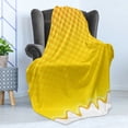 thumbnail image 4 of Honeycomb Soft Flannel Fleece Throw Blanket, Yellow Pattern with Honeycomb Hexagons and Honey Drips, Cozy Plush for Indoor and Outdoor Use, 70" x 90", Yellow Earth Yellow, by Ambesonne, 4 of 5