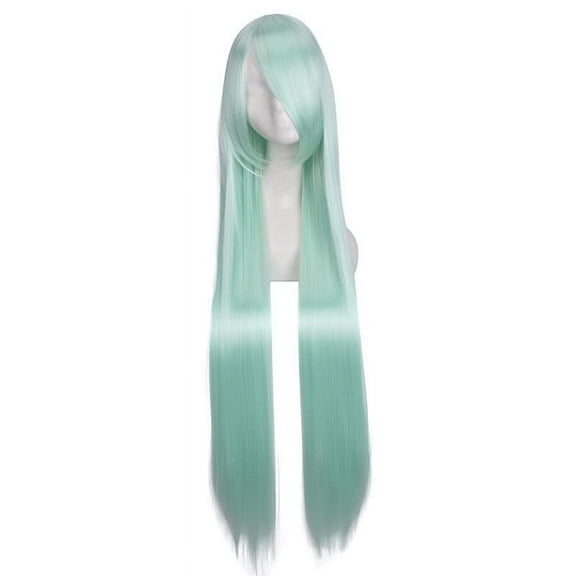 XmhyTop 39.4" Long Sleek Straight Wigs with Fringe Bangs, Heat-Resistant Synthetic Hair, Vibrant Color Options, Cosplay, Anime, Party & Daily Wear, Women's Wigs,Mint Green
