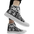 thumbnail image 2 of Skull High Top Canvas Sneakers for Men Women, Gothic Floral Print Streetwear Casual Fashion Skate Shoes, 2 of 7