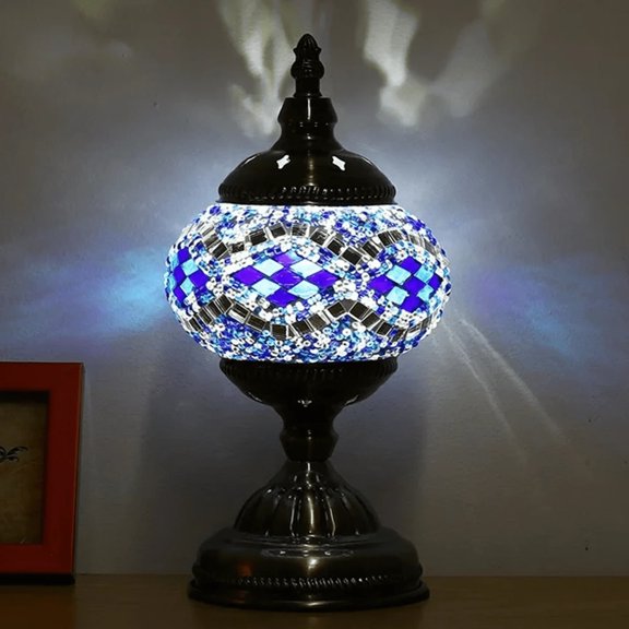 IAJXWI Mosaic Turkish Lamp, Moroccan Lamps with 3 Light Sources