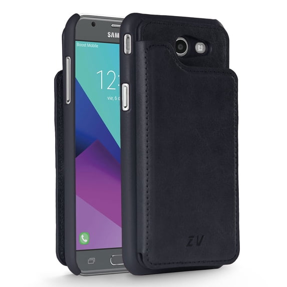 Samsung Galaxy J7 Prime Case, Zizo Premium Wallet Case w/ PC and Wallet Back - All-In-One Slim Leather Folio w/ ID Card Slots and Snap Closure - J7 V