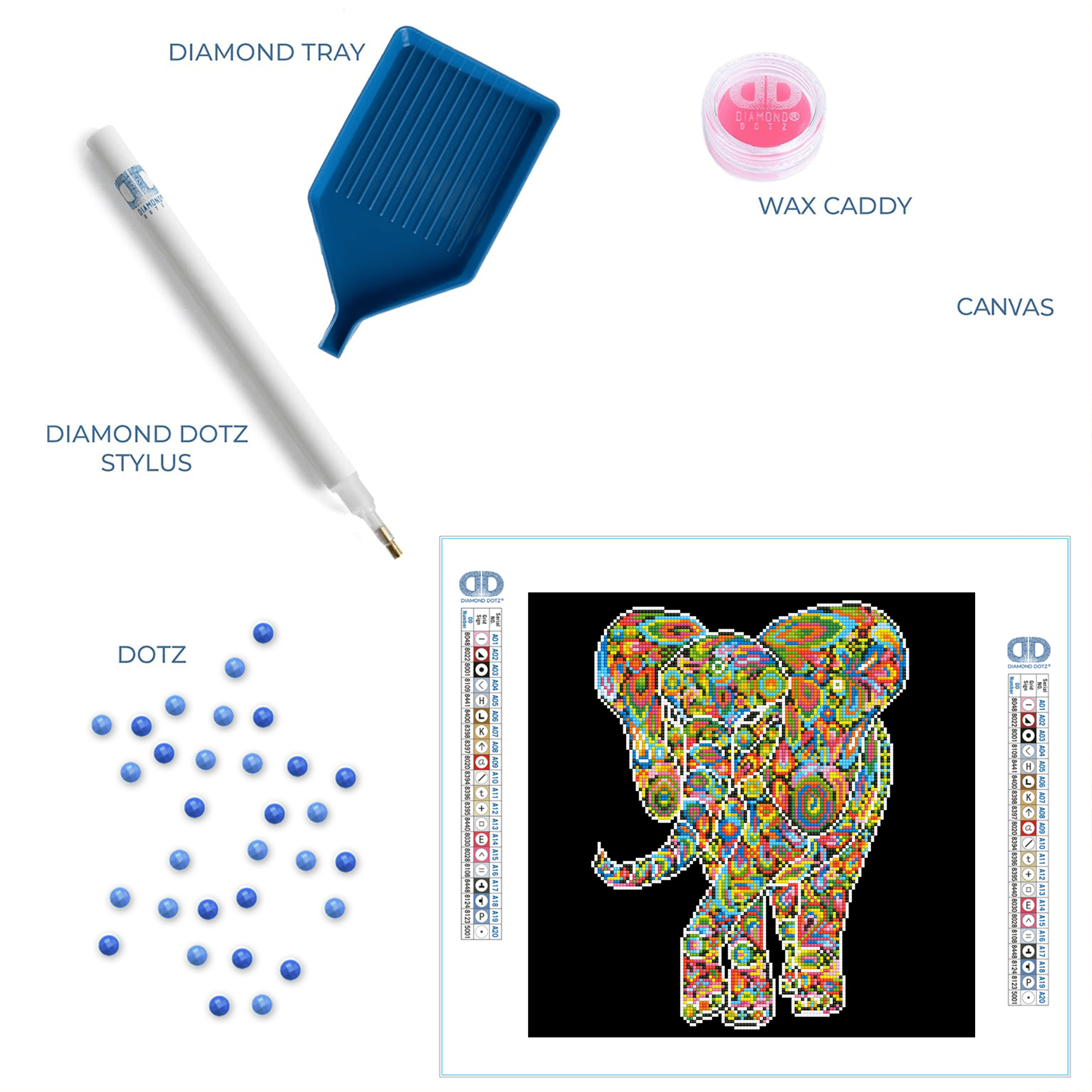 Diamond Dotz Kaleidoscope Walk Elephant Diamond Painting Kits for Adults - Diamond Art Kits a Relaxing Creative Craft Kit with Dotz Gems 15.7"x15.7