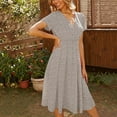 thumbnail image 5 of IROINNID For For Women Casual Fashion Summer V Neck Short Sleeve Loose Solid Dress Cheap, 5 of 6