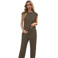 thumbnail image 4 of PINKSIR 2 Piece Sets for Women Sleeveless Lounge Sets Wide Leg Pants Matching Set Travel Vacation Outfits with Pockets, 4 of 9
