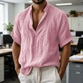 thumbnail image 4 of Guluxicc Men's Cotton Shirts Collared Short Sleeve Beach Vacation Tops for Everyday Wear Spring Summer Casual Outfits, 4 of 8