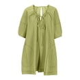 thumbnail image 4 of aidice Combinaisons pour Femmes Été Col Rond Cordon Manches 1/2 Couleur Unie Ample Décontracté Shorts Barboteuses, 4 of 5