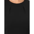 thumbnail image 5 of INSPIRE CHIC Women's Church Dresses Formal Bell Sleeve Crew Neck Knee Length A-Line Dress with Pockets S Black, 5 of 6
