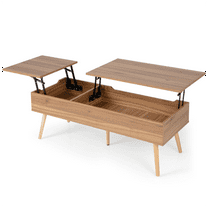 Canddidliike 47 Inch Lift Top Coffee Table with 2 Hidden Compartments-Brown, Dining Coffee Table for Living Room and Office