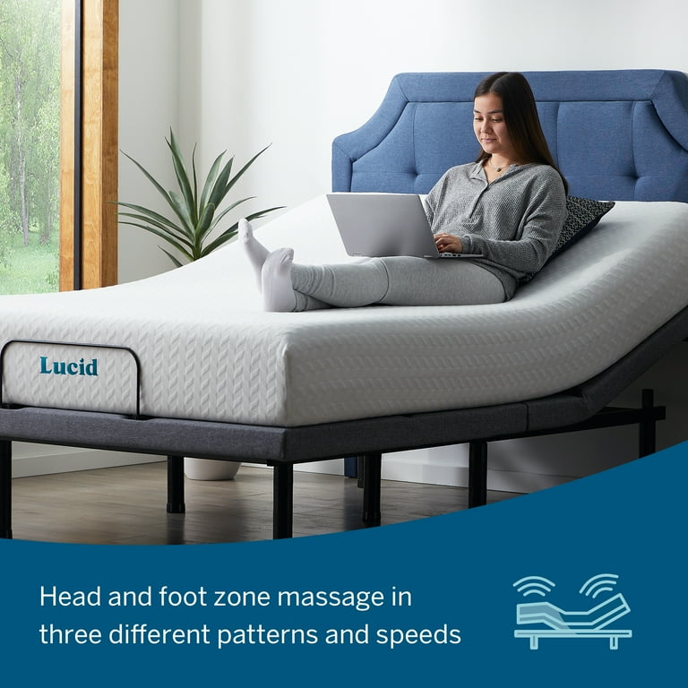 Lucid Premium Steel Adjustable Bed Base with Zero Clearance