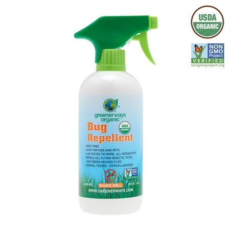 Greenerways Organic Mosquito Insect Repellent, Premium, USDA Organic, DEET-FREE, Natural ...