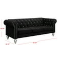 thumbnail image 5 of Home Design Emma Contemporary Velvet Rolled Arm Chesterfield Sofa with Diamond Button Tufted Back and Nailhead Trim, Wood-Turned Legs, Modern Luxury, Black, 5 of 5