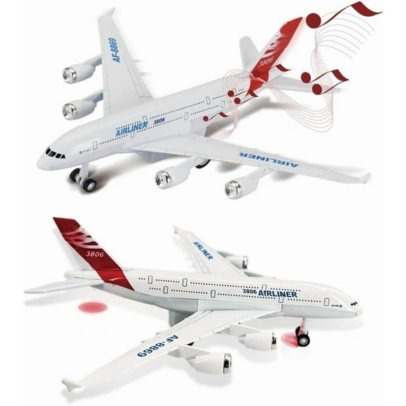 TYMZDYN 1Pcs Airplane Toy Plane Die Cast Metal Pull Back Model Plane Toy Airlines with Lights and Sounds for Kids Toddlers Boys and Girls Age 3-12  Birthday Gift (Airlines AF-8869)