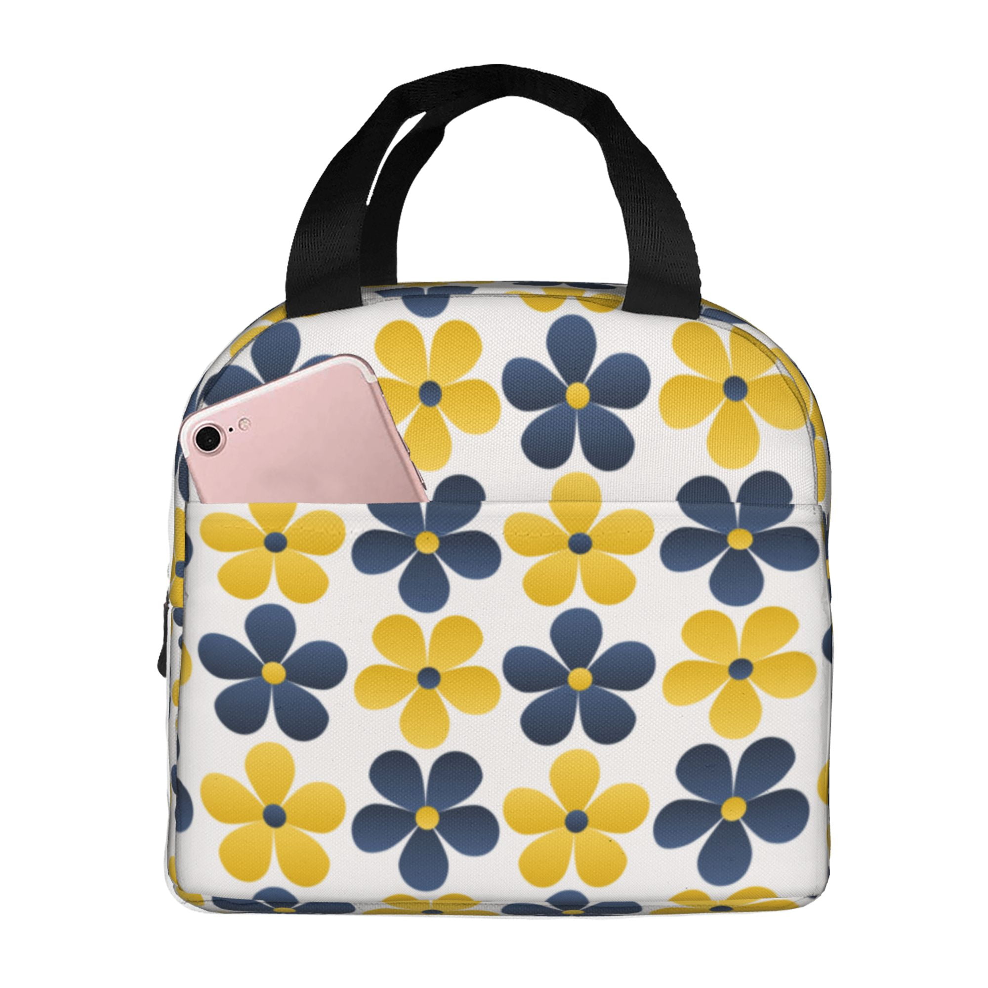 ZICANCN Insulated Lunch Bag for Women Men, Yellow Floral Texture