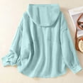 thumbnail image 3 of Textilo Cotton Linen Hoodie for Women Long Sleeve Button Down Hooded Gauze Shirts with Pocket Sun Protection Blouses Summer Beach Vacation Casual 2026 Lightweight Coverups,Blue 2XL, 3 of 5