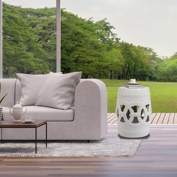 10.5"x17" Ceramic Drum Stool with Classic Design / Lightweight, Easy to Move