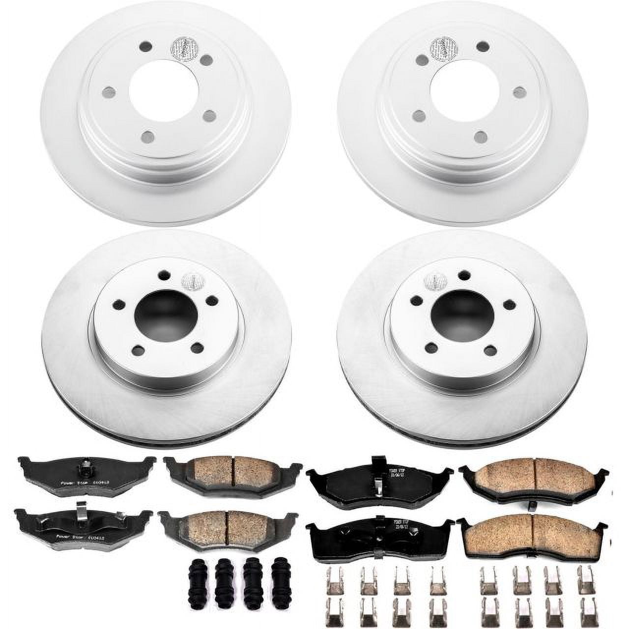 PowerStop Front and Rear Geomet Coated Brake Rotor and Pad Kit Fits: CHRYSLER DODGE Select Models CRK6177