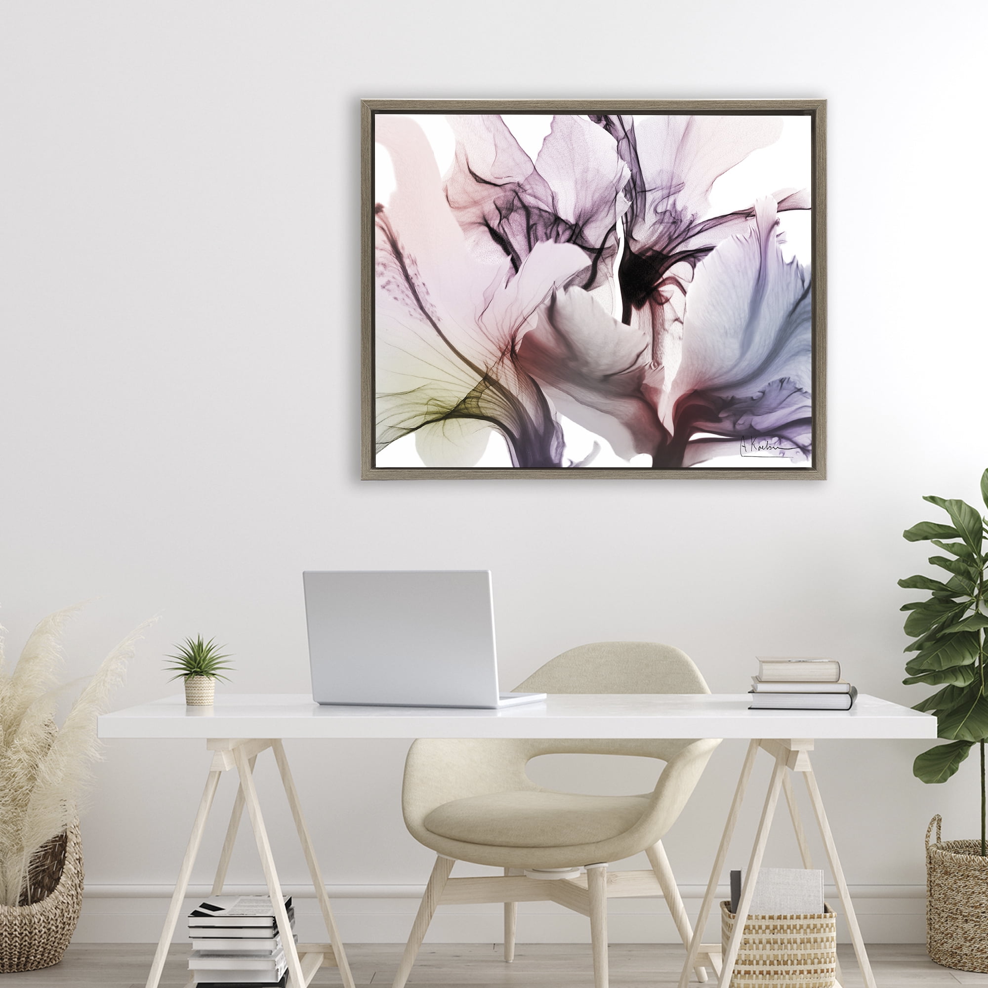 Stupell Industries Brilliant Song Flower Petals Brown Framed Floater Canvas Wall Art, design by Albert Koetsier