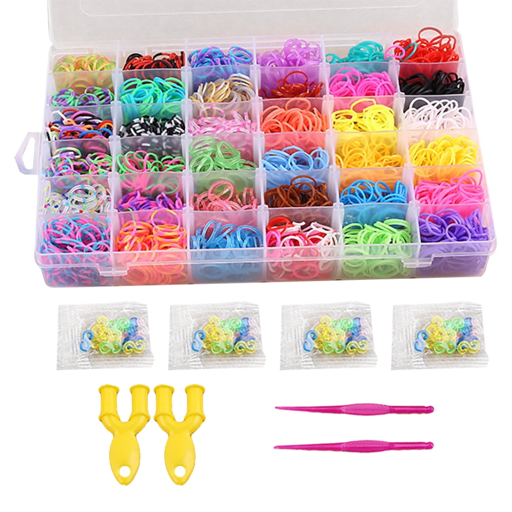 Rainbow Rubber Band Kit DIY 36Grid Rubber Band Refill Set Loom Kit for