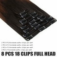 thumbnail image 5 of Benehair 100% Real Remy Human Hair Extensions Clip In 8Pcs Hair Weft Full Head Women Ombre Brown Hair Soft US, 5 of 12