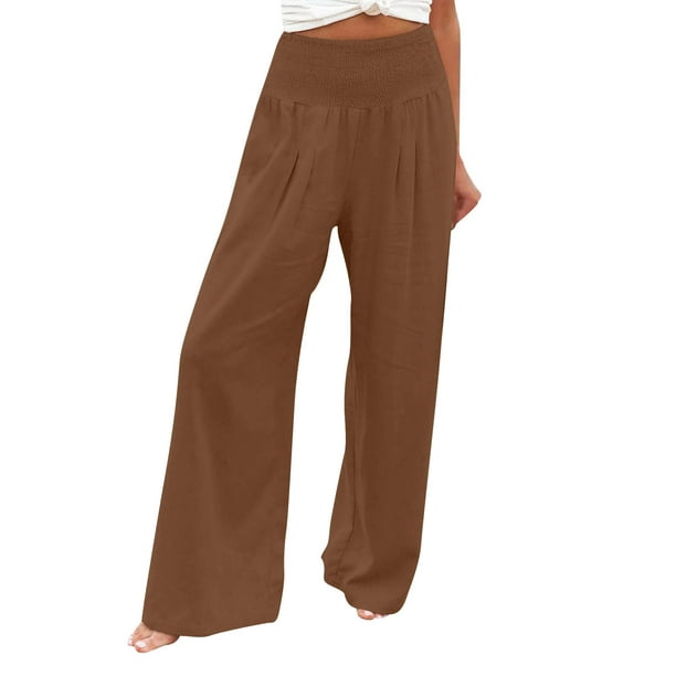 ViYW Wide Leg Pants for Women Trendy High Elastic Waisted Business Casual  Work Pants Solid Color Long Pants Trousers : : Sports & Outdoors