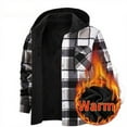 thumbnail image 2 of Bzhegqhd Mens Plaid Button Down Hooded Jacket Sherpa Lined Warm Winter Long Sleeve Casual Sports Outerwear Coat Thickened Insulated Fleece Shacket for Mens Fashion Tops, 2 of 3