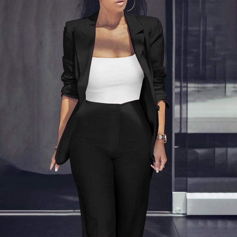 Breezora Women's Autumn Two Piece Suit Set Slim Fit Blazer and Trousers Office Work Professional Outfits for Ladies L Size Black - Walmart.com Breezora Women's Autumn Two Piece Suit Set Slim Fit Blazer and Trousers Office Work Professional Outfits for Ladies L Size Black - Walmart.com