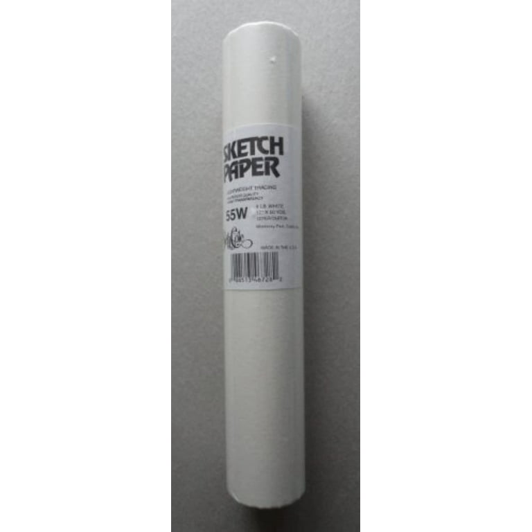 ALVIN 55W-I Lightweight Tracing Paper Roll, White, Suitable with Ink,  Charcoal, Felt Tip Pen, for Sketching or Detailing - 18 Inches, 50 Yards,  1-inch Core 