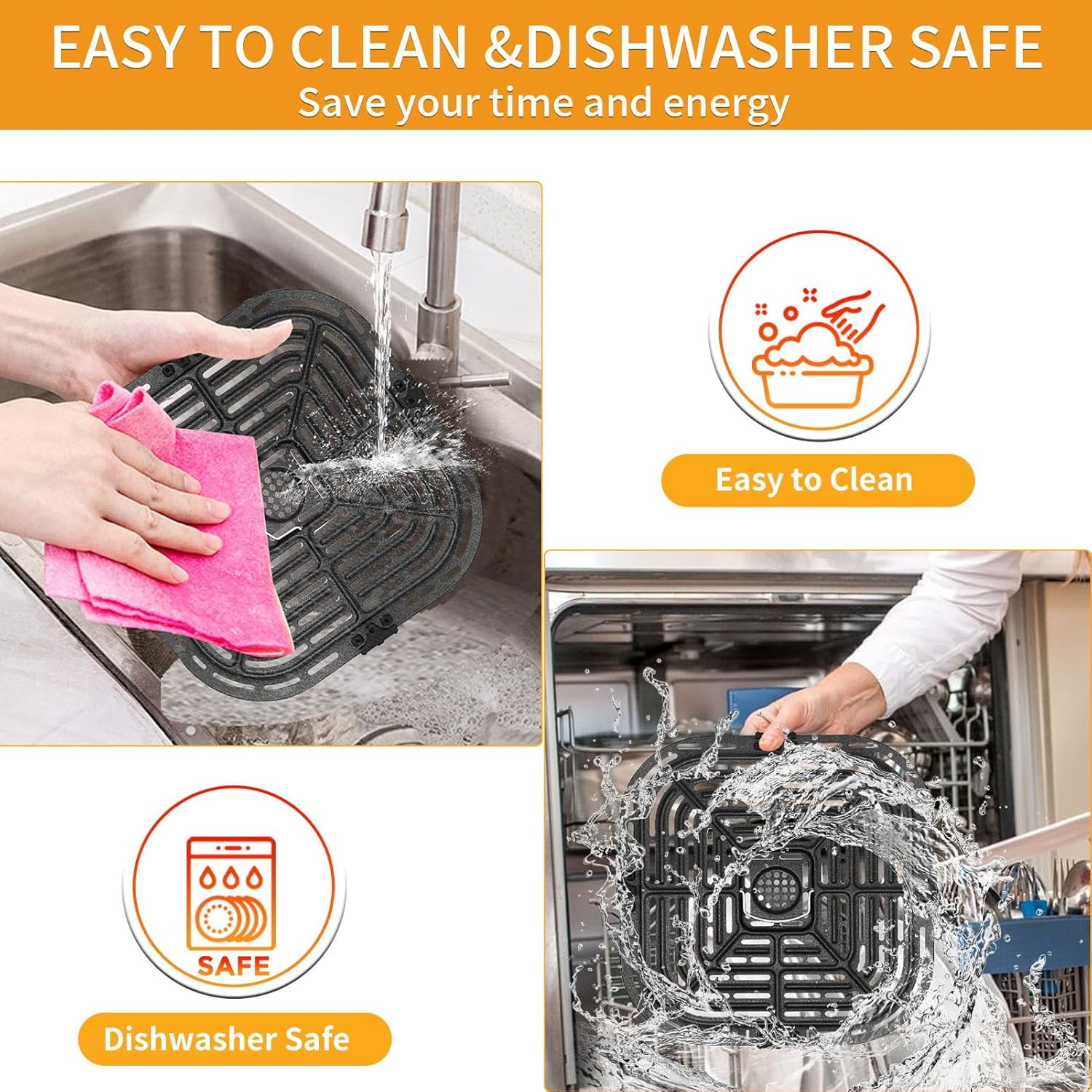 Air Fryer Replacement Tray for Instant Vortex Plus 6QT instant pot vortex plus 6QT Clear Cook Air Fryer, Original Air Fryer Accessories Grill Pan Plate Crisper Plate Rack Parts,Dishwasher Safe