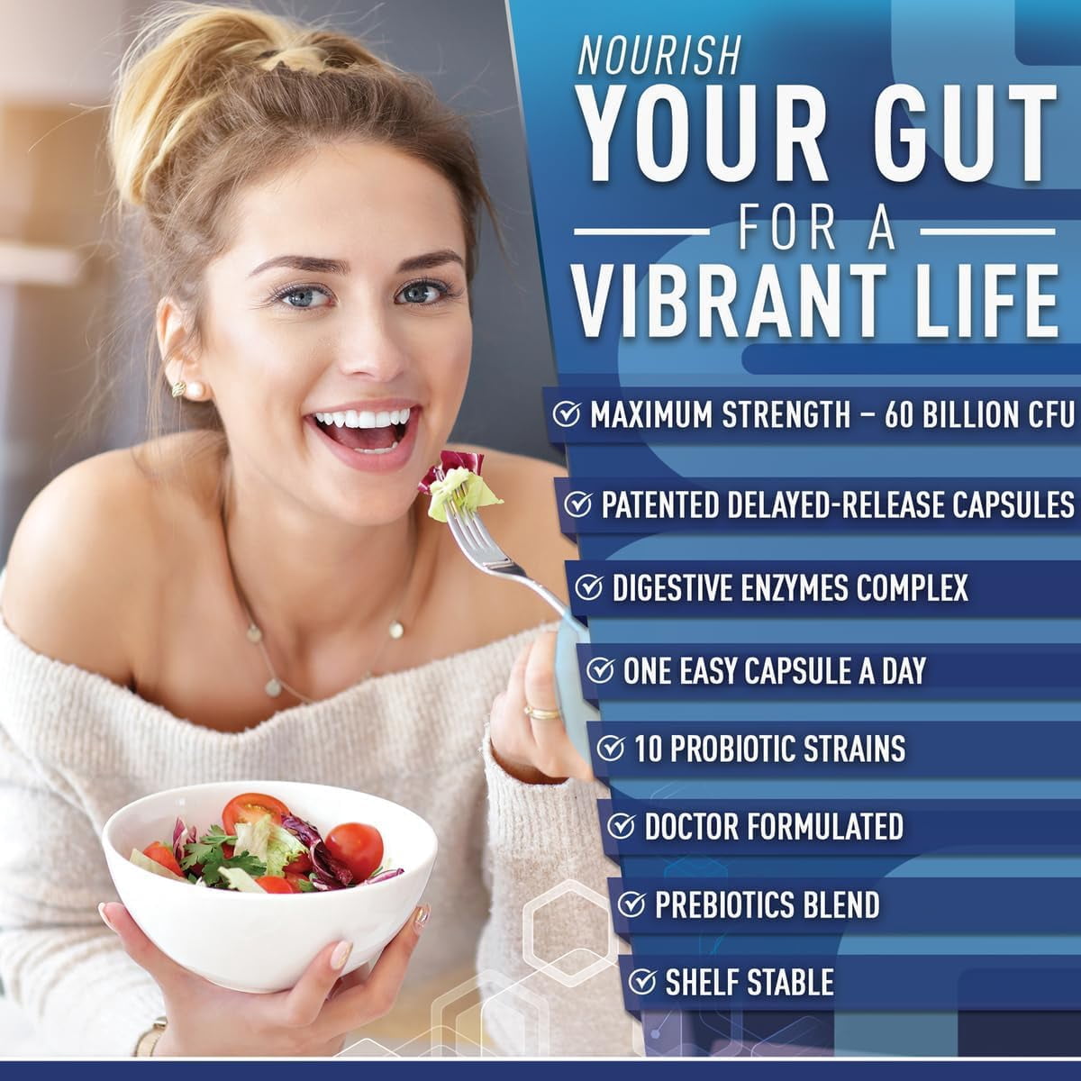 Purely Optimal Probiotics for Women & Men - 60 Billion CFU, Gut Health Supplement, 30 Count