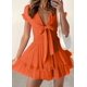 thumbnail image 3 of Vestido PRETTYGARDEN Mini con Volantes, Escote en V y Manga Corta - Talle S, 3 of 6