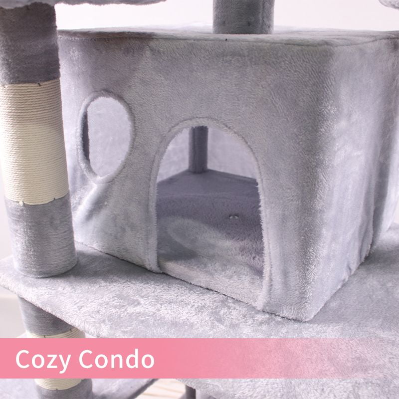 Cat Tree 67 Inch Multi-Level Large Tall Cat Tower with 3 Plush Top Perches,4 Sisal Scratching Post Cat Condo Play House Kitty Activity Center