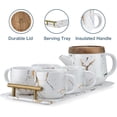 thumbnail image 6 of Taimei Teatime Tea Set for Adults, 25 oz White Ceramic Teapot Set with Infuser, Tea Cups and Ceramic Serving Tray, Modern Marble Design Tea Sets for Women, Tea Gift Set for Tea Lover, 6 of 8