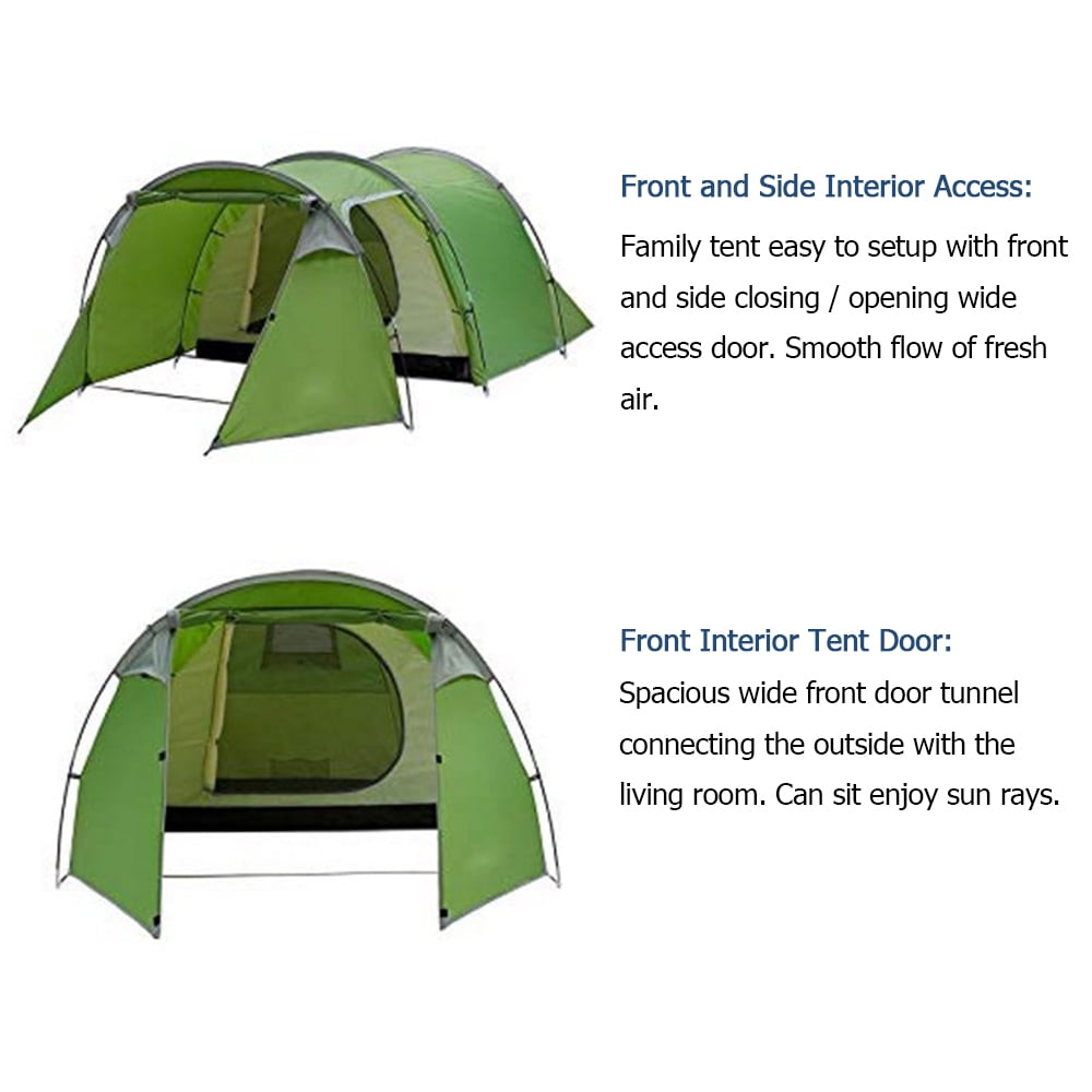 4/5 Person Family Tunnel Tent for Camping,iClover 2 Room Ultralight Backpacking Tent with Front Vestibule, Waterproof Double Layer Classic 4 Season Tents, Easy Setup for Outdoor Sports