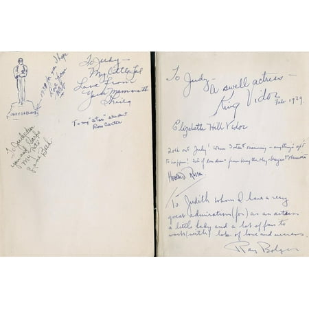 - Front Free Endpapers of 'The Wizard of Oz' by Frank L. Baum, Inscribed to Judy Garland by Cast… Print Wall Art