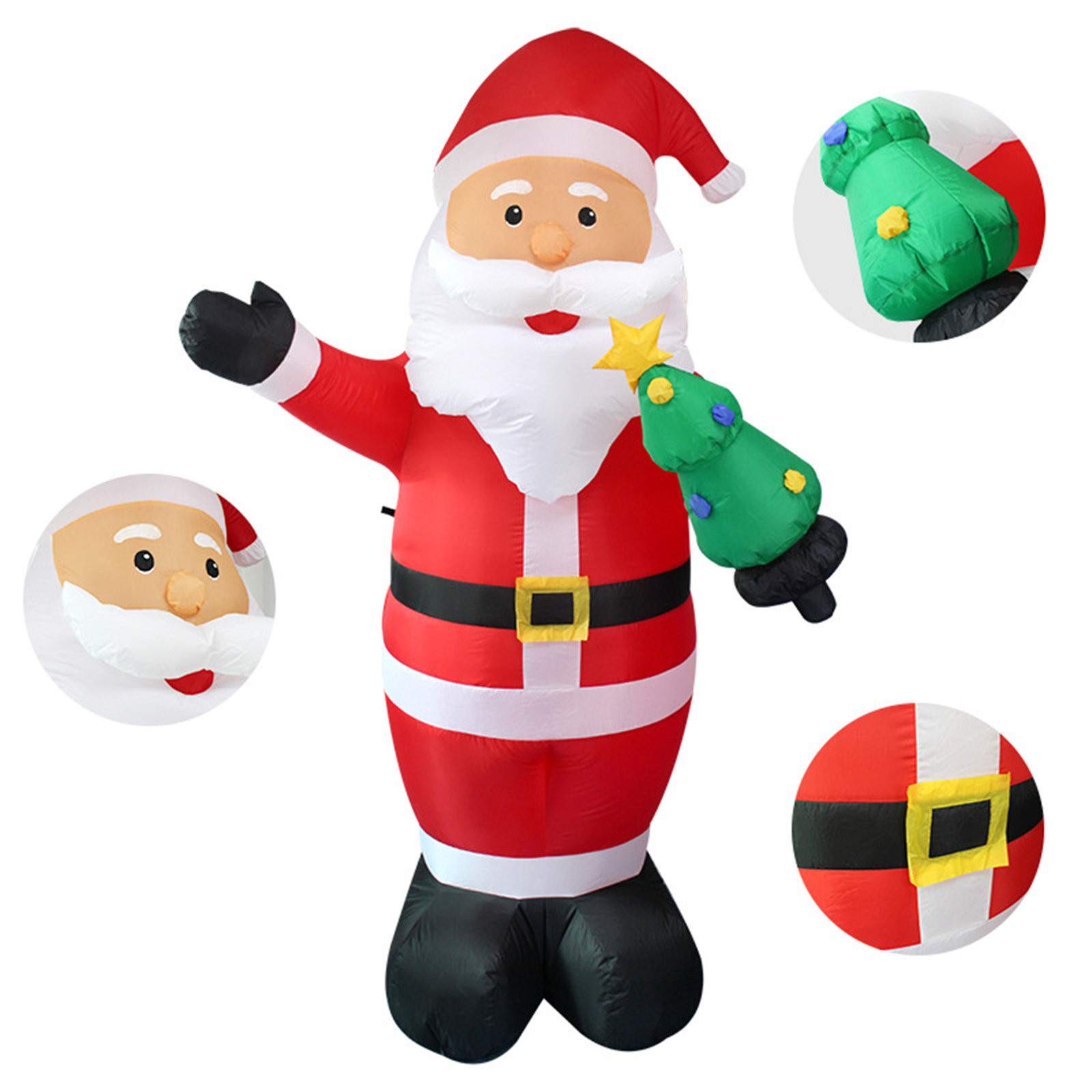 Papá Noel inflable con árbol de Navidad: decoración luminosa para exteriores de 8 pies, luces LED, perfecto para exhibición navideña al aire libre, Papá Noel inflable para patio