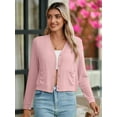 thumbnail image 2 of Chiclily Long Sleeve Cardigan Button Down Sweater for Women Casual Open Front Top, US Size Small in Pink, 2 of 6