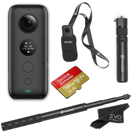 Insta360 ONE X 360 Action Camera with Bullet Time Bundle with 128GB microSD V30 Memory Card - 5.7K 360 Video and 18MP Photos | Insta 360 ONE X APP Works with iPhone & Android (Best 360 Camera For Photos)