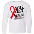 thumbnail image 3 of Inktastic Never Stop Fighting Stroke Awareness Red Ribbon Long Sleeve Youth T-Shirt, 3 of 5