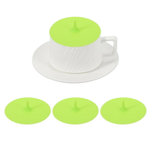 3Pcs Tapas de Taza de Silicona, 3.94" Tapas Universales en Forma de Lágrima Reutilizables para Bebidas Calientes y Frías para Tazas de Té, Tazas de Café, Verde